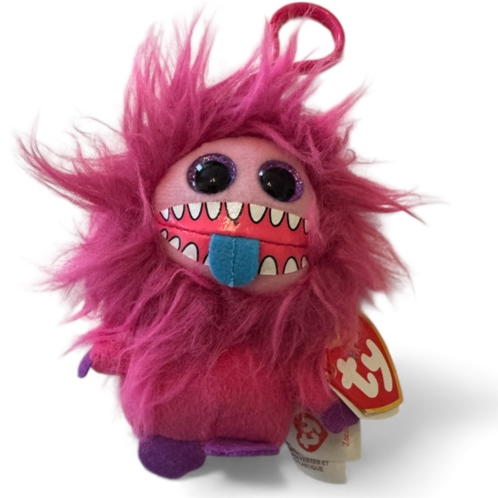 Ty Fuzzy Pink Frizzy ZeeZee Monster Plush Key Chain
